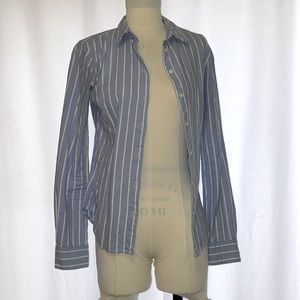 H&M L.O.G.G. - baby blue striped long-sleeved button-down blouse